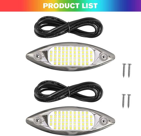HUSUKU 5.6" LED Marine Courtesy Lights, SOOP3 P3-1 51LED 1800LM IP68 Shuttle Type Boat Transom Light Surface Mount for Yacht Pontoon Kayak Stern Interior Underwater Deck Cabin Fishing (2Pcs Green) in Saudi Arabia