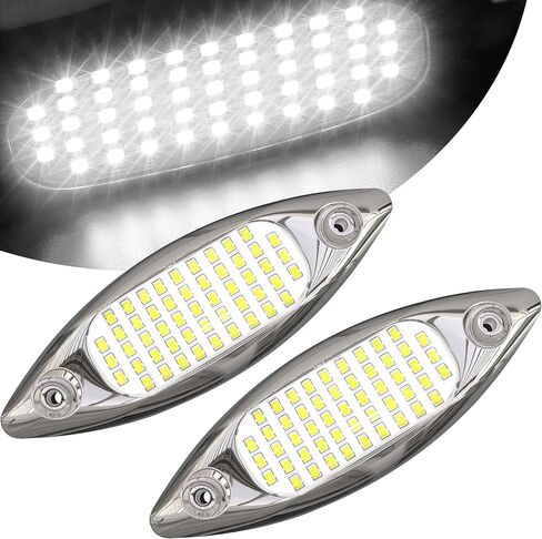 HUSUKU 5.6" LED Marine Courtesy Lights, SOOP3 P3-1 51LED 1800LM IP68 Shuttle Type Boat Transom Light Surface Mount for Yacht Pontoon Kayak Stern Interior Underwater Deck Cabin Fishing (2Pcs Green) in Saudi Arabia