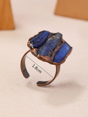Natural Clear Crystal Blue Sapphire Statement Ring for Women Big Adjustable Open Size Gemstone Dainty Trendy Simple Party Wedding Band Rings Jewelry Birthday Birthstone in Saudi Arabia