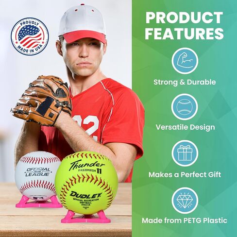 Small Ball Cradle Display Stand - Baseball, Softball and Tennis Ball Holder - Made in USA - Baseball Display Stand, Softball Display Stand, Tennis Ball Display Stand (Black) in Saudi Arabia