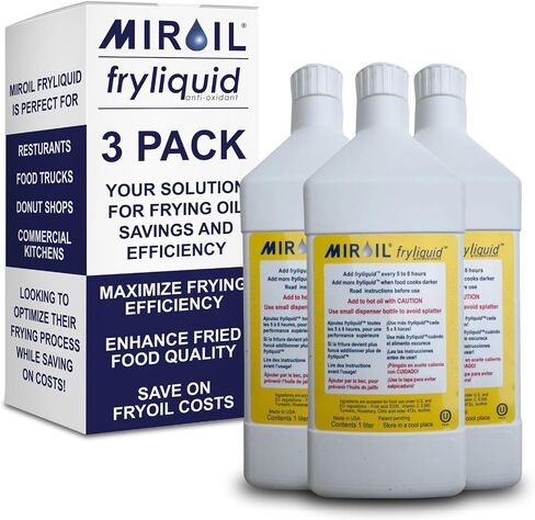 1 Liter Bottle FryLiquid by MirOil, Antioxidant for Frying, Removes Unhealthy Fat, Prevents Breakdown, Vitamin Therapy, Extend Deep Fryer Oil Life for Donut Shop, Restaurant, Food Truck & Food Service in Kuwait