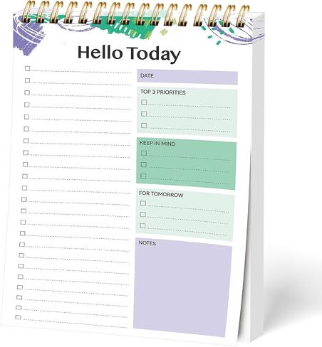 To Do List Notepad for Work - 52 Sheets Tear Off Spiral Daily Planner Checklist Notebook Organizer Planning Perfect for Enhanced Productivity and Tasks Goal Achievement-Blue in Saudi Arabia
