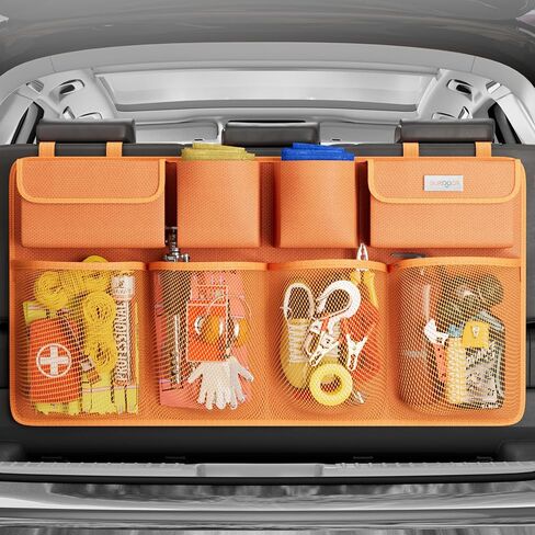 SURDOCA Car Trunk Organizer, LATEST 2024 UPGRADE Hanging Trunk Organizer for SUV, Backseat Car Organizer with 8 Large Compartments, Car Accessories Interior, Space Saving Expert in Saudi Arabia