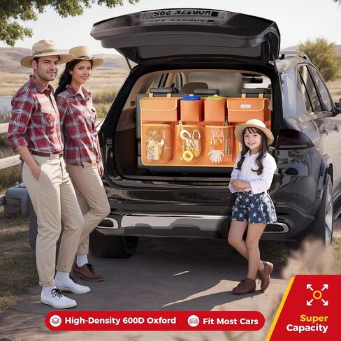 SURDOCA Car Trunk Organizer, LATEST 2024 UPGRADE Hanging Trunk Organizer for SUV, Backseat Car Organizer with 8 Large Compartments, Car Accessories Interior, Space Saving Expert in Saudi Arabia