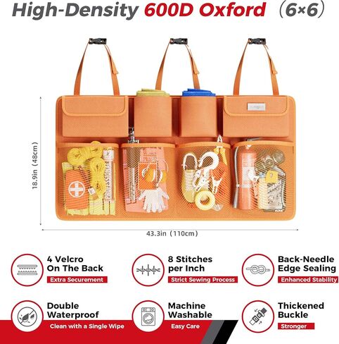 SURDOCA Car Trunk Organizer, LATEST 2024 UPGRADE Hanging Trunk Organizer for SUV, Backseat Car Organizer with 8 Large Compartments, Car Accessories Interior, Space Saving Expert in Saudi Arabia