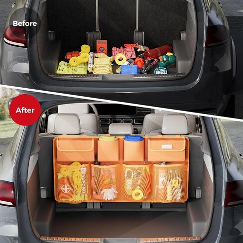 SURDOCA Car Trunk Organizer, LATEST 2024 UPGRADE Hanging Trunk Organizer for SUV, Backseat Car Organizer with 8 Large Compartments, Car Accessories Interior, Space Saving Expert in Saudi Arabia