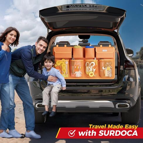 SURDOCA Car Trunk Organizer, LATEST 2024 UPGRADE Hanging Trunk Organizer for SUV, Backseat Car Organizer with 8 Large Compartments, Car Accessories Interior, Space Saving Expert in Saudi Arabia