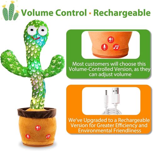 Volume Adjustable Dancing Talking Cactus Toy for Baby Toddler Boys Girls Gifts, Singing Cactus Mimicking Toy Recording Repeating What You Say Cactus Baby Toy with 120 English Songs in Saudi Arabia
