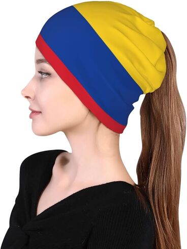 Unisex Fashion Colombia Flag Multifunction Beanie Baggy Hat Slouchy Colombian Skull Beanie for Men Women in Kuwait