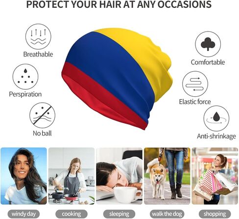 Unisex Fashion Colombia Flag Multifunction Beanie Baggy Hat Slouchy Colombian Skull Beanie for Men Women in Kuwait