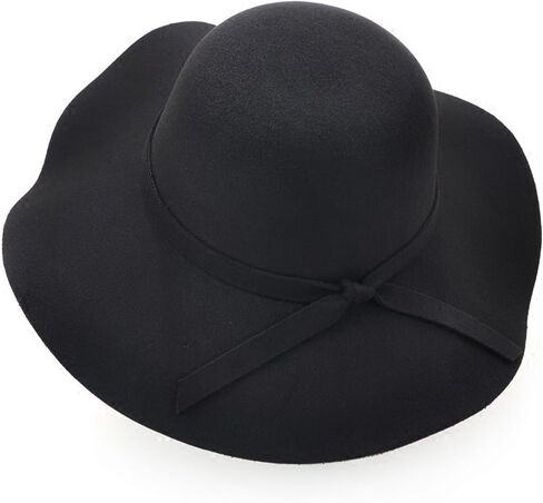 Fedora Hats for Women Hepburn Style Wide Brim Sun-Hat Rhinestone Dome Top Felt Hat Elegant Lady Wedding Floppy Hat in Saudi Arabia
