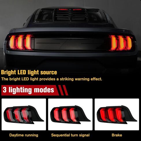 LED Tail Light Assembly for Ford Mustang & Shelby GT 350 2015-2022 (US Version) with Sequential Turn Signal Light, Rear Replacement Lamp Driver & Passenger Side（Clear Lens） in Saudi Arabia