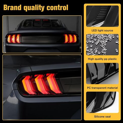 LED Tail Light Assembly for Ford Mustang & Shelby GT 350 2015-2022 (US Version) with Sequential Turn Signal Light, Rear Replacement Lamp Driver & Passenger Side（Clear Lens） in Saudi Arabia
