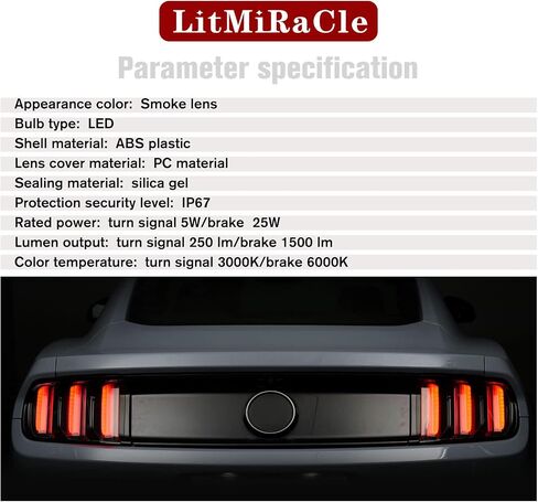LED Tail Light Assembly for Ford Mustang & Shelby GT 350 2015-2022 (US Version) with Sequential Turn Signal Light, Rear Replacement Lamp Driver & Passenger Side（Clear Lens） in Saudi Arabia