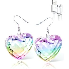 Light up Earrings Rhombic Disco Ball Earrings 16 Light Modes Rechargeable 60s 70s 80s Earrings for Women Concert, Disco Party, Rave Accessories