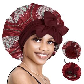 BONNET QUEEN Silk Bonnet for Sleeping Women Hair Bonnet Reversible Double Layer Satin Bonnet Tie Bonnet Sleep Satin Hair Wrap Night Cap for Curly Hair Leopard
