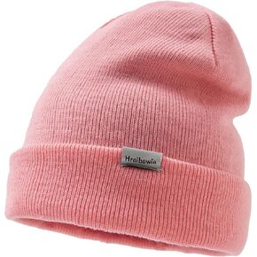 Beanie Hats for Women Men Fleece Lined Warm Winter Hats Soft Beanies for Womens Pink