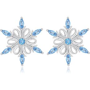 Christmas Snowflake Jewelry - 925 Sterling Silver Blue Snowflake Necklaces Rings Earrings Gifts Jewelry for Women Teens