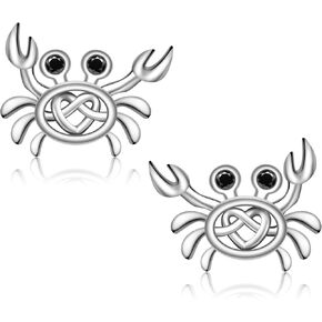 Crab Earrings 925 Sterling Silver Crab Stud Earrings Cute White Gold Crab Earrings Hypoallergenic Crab Stud Earrings for Women Fashion Animal Earrings Jewelry