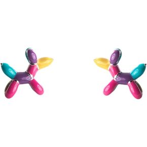 Cute Balloon Dog Earrings for Women 925 Sterling Silver Cute Colorful Enamel Small Animal Studs Cartilage Earring Hypoallergenic Dainty Birthday Christmas Jewelry for Daughter Niece