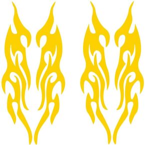 2 Pair 2.4 x 7.5 Inch Yellow Flame Car Stickers Modified Flames Stickers Bumper Stickers Rearview Mirror Head Cover Stickers to Block Scratches Multicolor for Vehicle/Motorcycle