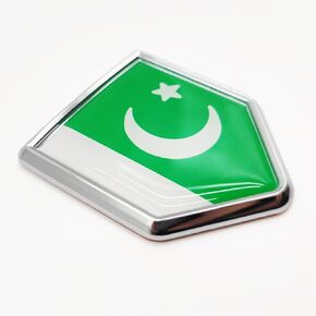Overdecor Pakistan Flag Decal Stickers Car Emblem Pakistani Car Accessories Decorations Chrome Shield Flag Sticker Decals for Cars Truck Vehicles, 2 Pack