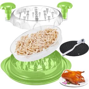 Chicken Shredder Tool Twist Large，Shredded Chicken Tool Equipped with Silicone Pad,Visible Meat Shredder Machine with Anti-Slip Strip,With Removable Compartments (Lace black)