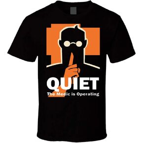 Medic Team Fortress 2 TF2 t-Shirt Quiet Medic is Operating Video Game Shirts Black