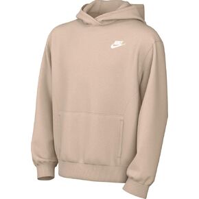 Nike Sportswear Club Fleece Big Kids' Pullover Hoodie (FD3000-126, Sanddrift/White)