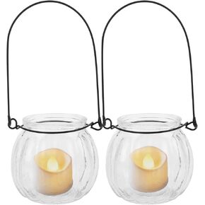 Cabilock 2pcs Hanging Candle Holders, Tealight Candle Holder, Cute Small Candle Holders Glass Candle Holders for Table Centerpiece Party Decorations