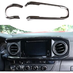 Car ABS Inner Look Central Console Dashboard Panel Cover Trim Fit for Toyota Tacoma 2016 2017 2018 2019 2020 2021 2022 2023 Console Dashboard Decorative Border Frame (Carbon Fiber)