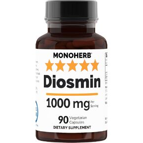 Diosmin 1000 mg - 90 Veg Capsules | 500 mg per Capsule - Serving Size 2 Capsules: 1000 mg - 45 Servings