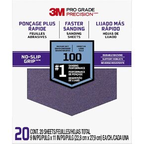 9" x 11" 100 3M Grit Professional Grade Sandpaper [Package of 20]