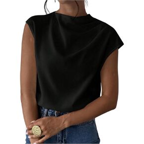 Women's Dolman Short Sleeve Blouses Casual Basic Mock Neck Office Work Tops Shirts
