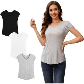3PCS Womens Vneck Tshirts, Soft Womens T Shirts, Modal Spring Tops for Women2024