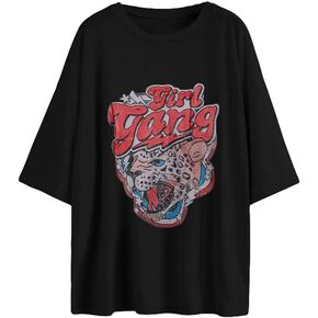 Fenxxxl Womens Oversized T Shirts Crewneck Short Sleeve Tops Loose Fit Summer Casual Blouse Y2K 2024 Basic Tee
