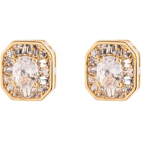 Summer Shower - 18K Gold Plated 6mm Square Zirconia Stud Earrings, 22g (0.78 ounces)