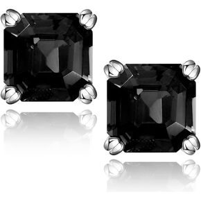 SMILEST Green Black Moissanite Solitaire Earrings for Women, 2CT Asscher Cut D Color VVS1 Clarity Lab Created Moissanite Earrings 18K White Yellow Rose Gold Vermeil Moissanite Stud Earrings for Women