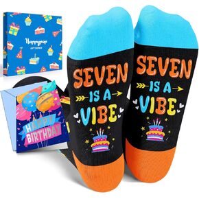 HAPPYPOP 7th Birthday Gifts Socks Ideas - Gift Ideas for Girls Boys Age 7, Presents for 7 Year Olds, Seven Year Old Gifts for Kids