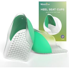 Welnove Heel Cups for Heel Pain, Heavy Duty Gel Heel Cup Cushion for Anti-Shock, Plantar Fasciitis, Heel Pain Relief, Achilles Tendonitis, Heel Spur, Heel Support Insert for Women 10-13.5 & Men 9-12