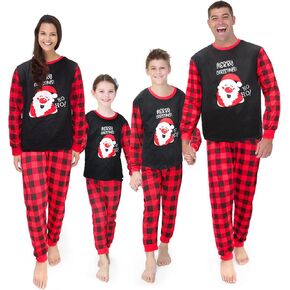 GRPSKCOS Christmas Pajamas for Family Christmas Matching Family Pyjamas Set Xmas Santa Claus PJs for Mens Womens Adults Kids(02 Plaid Santa, Women, XXL)