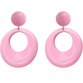 70s Earrings for Women Acrylic Vintage Geometric Hollow Round Dangle Stud Earrings Simple Retro Statement Jewelry Gifts