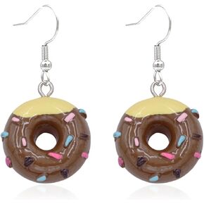 Donut Dangle Earrings for Women - Fun and Sweet Cake Jewelry, Pink Donut Earrings for Women