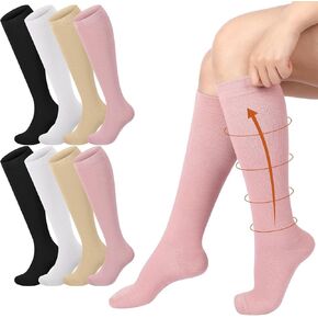 4 Pairs Cotton Compression Socks for Women Men 20-30mmhg Is Best Support Stocking for Running Hiking Cycling