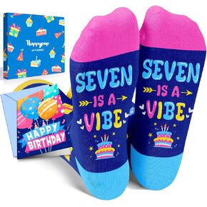 HAPPYPOP 7th Birthday Gifts Ideas Socks - Gifts for Girls Boys Age 7, Presents for 7 Year Olds, Seven Year Old Gifts for Kids