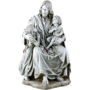 Christian Brands Large Jesus Statue with Children, Outdoor Decorations for Patio, Front Porch Yard Decor Garden Gifts, 16 1/2 Inch