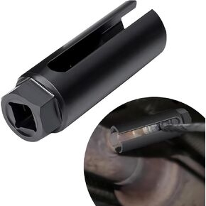 1 PC Car Sensor Socket with Side Wire Slotted, Durable Thickened Metal Vehicle Engine Sensor Replacement, Universal Hexagon Automotive Control Valve Sensor Accessories (Black)