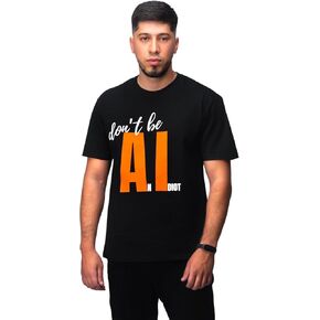 Men's 'AI' Slogan T-Shirt, Prime, 100% Cotton Regular Fit, Graphic Tee, Black (S-XXL)
