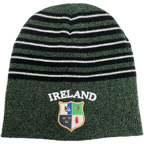 Carrolls Irish Gifts Beanie Hat for Mens Ireland Bottle Black Grindle Stripe 100% Polyester
