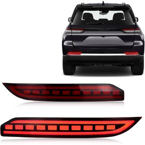 Red Lens LED DRL Rear Reflector Bumper Fog Light Brake Turn Signal Lamp Compatible With Jeep Grand Cherokee 2022 2023 2024 Laredo Altitude Limited Overland Summit (RED)